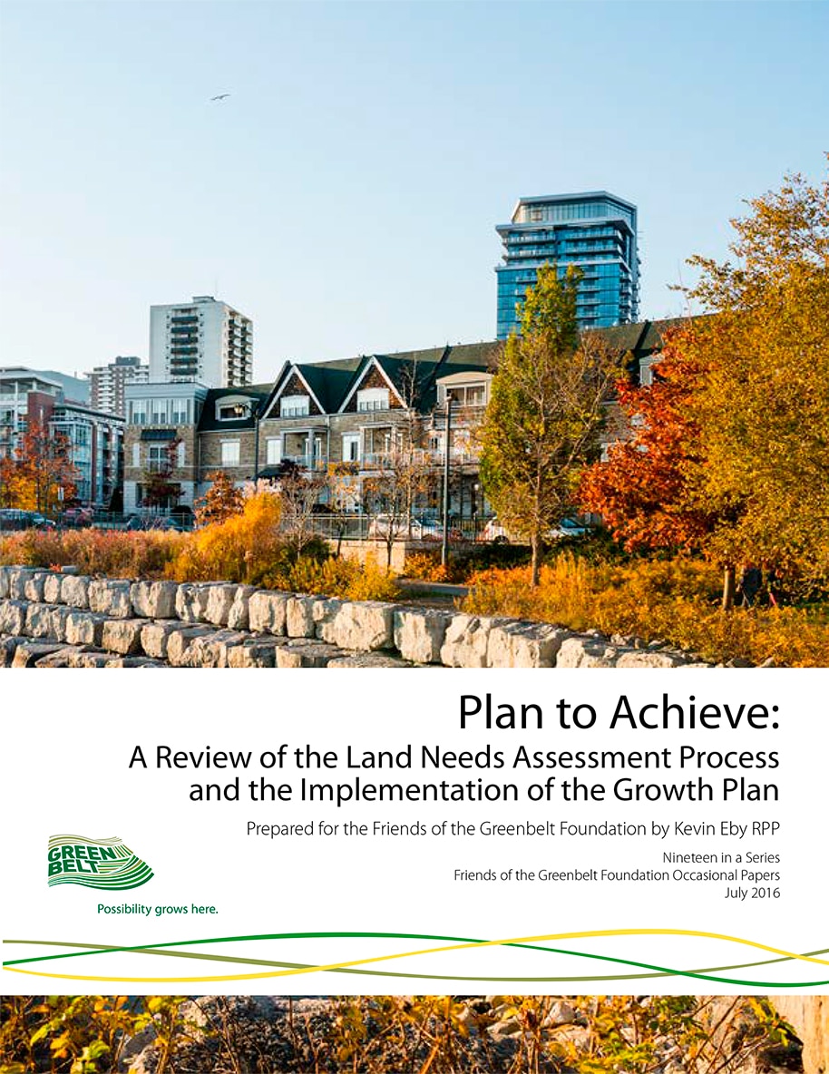 Report cover featuring a waterfront stone edge in the foreground, autumn trees, townhouses, and mid-rise and high-rise residential buildings in the background.