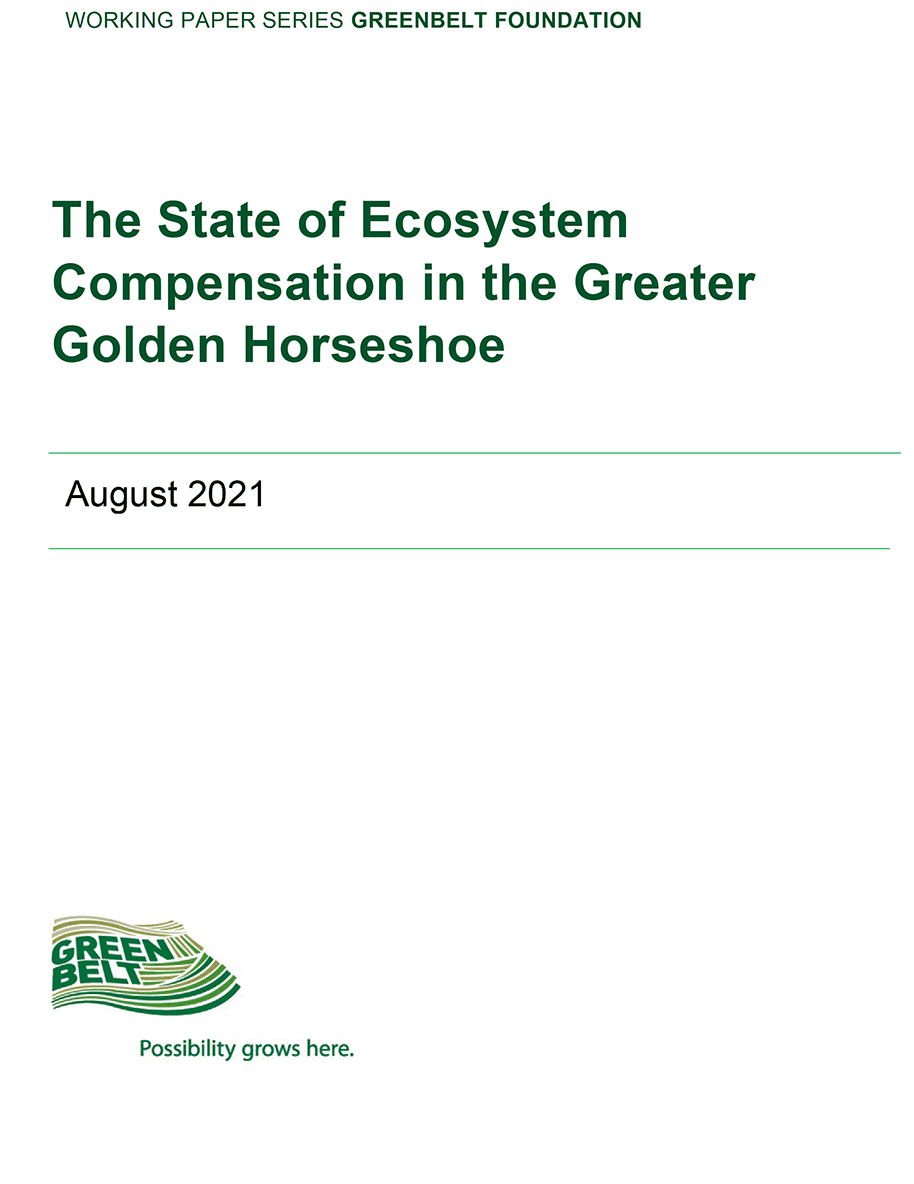 Cover page of The State of Ecosystem Compensation in the Greater Golden Horseshoe