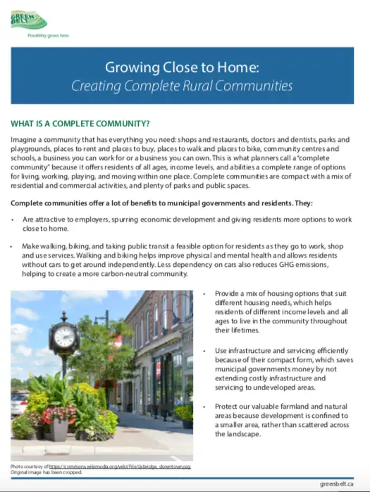 cover image for Growing Close to Home: Creating Complete Rural Communities report