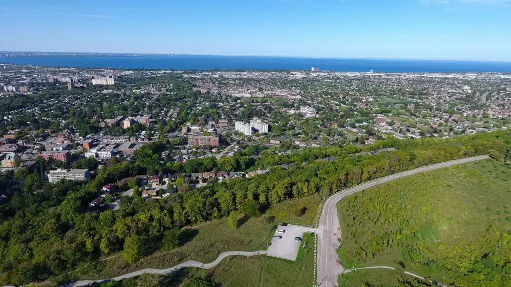 aerial view of city in the greenbelt area