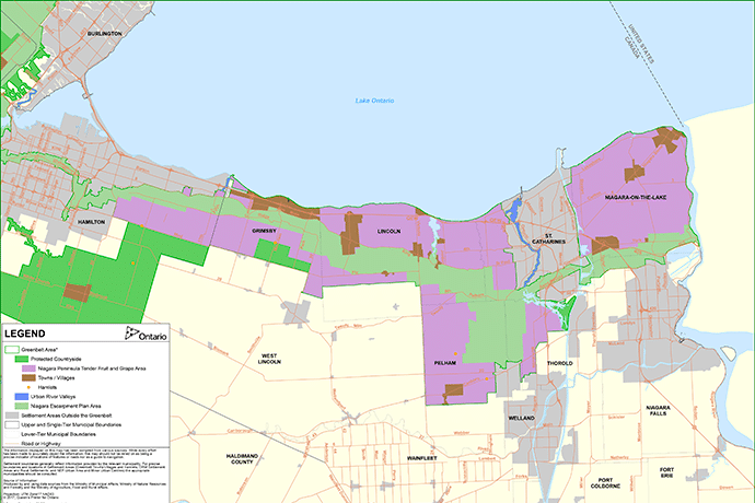 2017 Greenbelt Plan Niagara Peninsula Tender Fruit and Grape Area Map Thumbnail