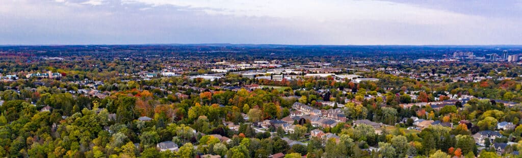 Aerial view of housing outside Rouge Park