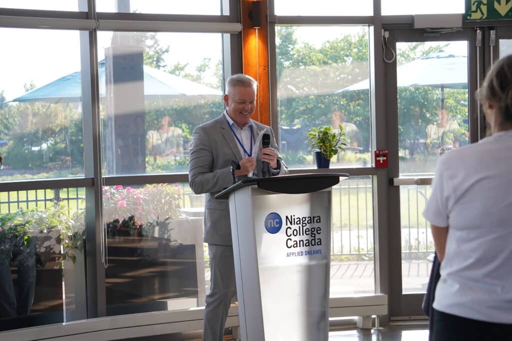 CEO Edward McDonnell speaking at Niagara GeoPark event.