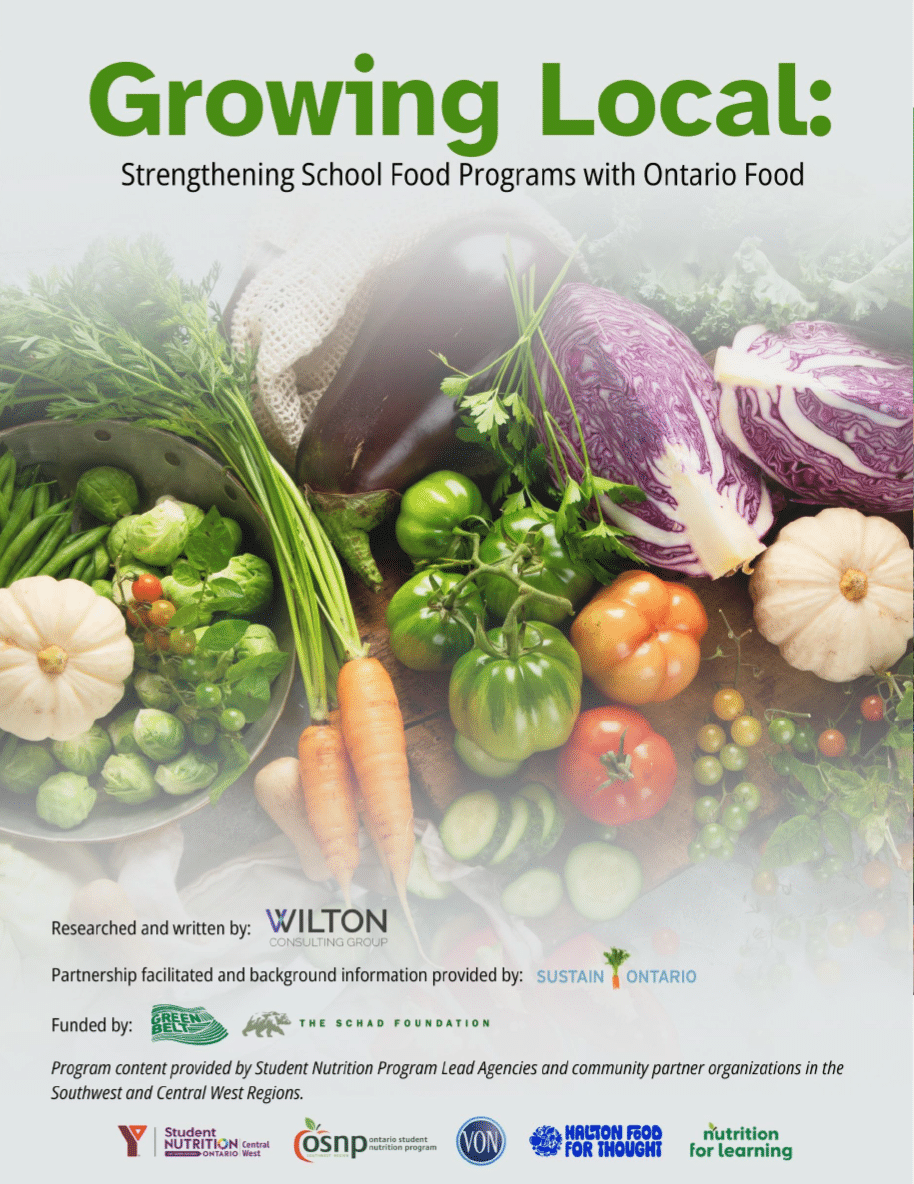 Report cover for Growing Local: Strengthening School Food Programs with Ontario Food